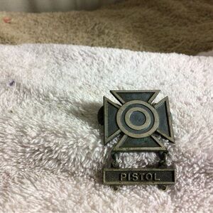 Vintage Pistol Shooting Medal Pin - Bronze Tone